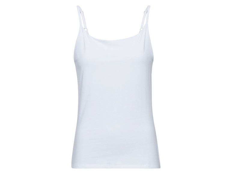 Ein weißes Tanktop mit Spaghettiträgern.