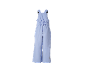 Hellblaue Kinder-Schneehose mit elastischem Bund und Schneeflocken-Detail.