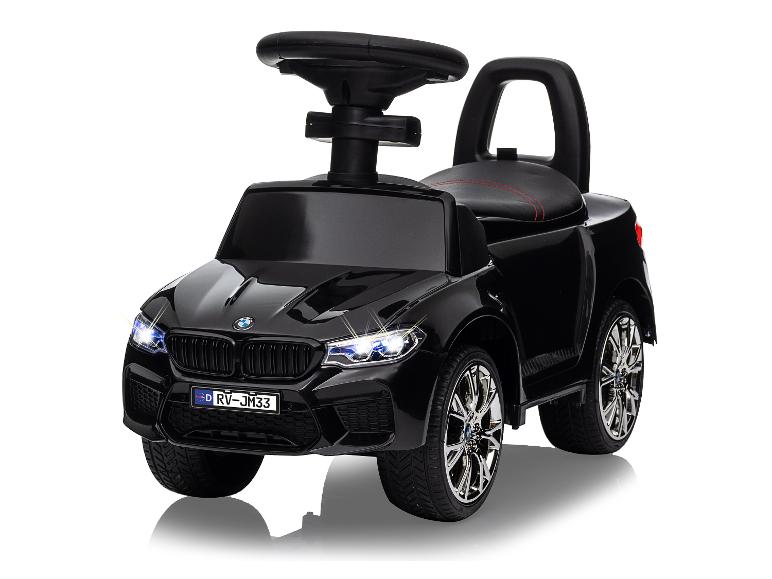 Ein schwarzes BMW Spielzeugauto für Kleinkinder.