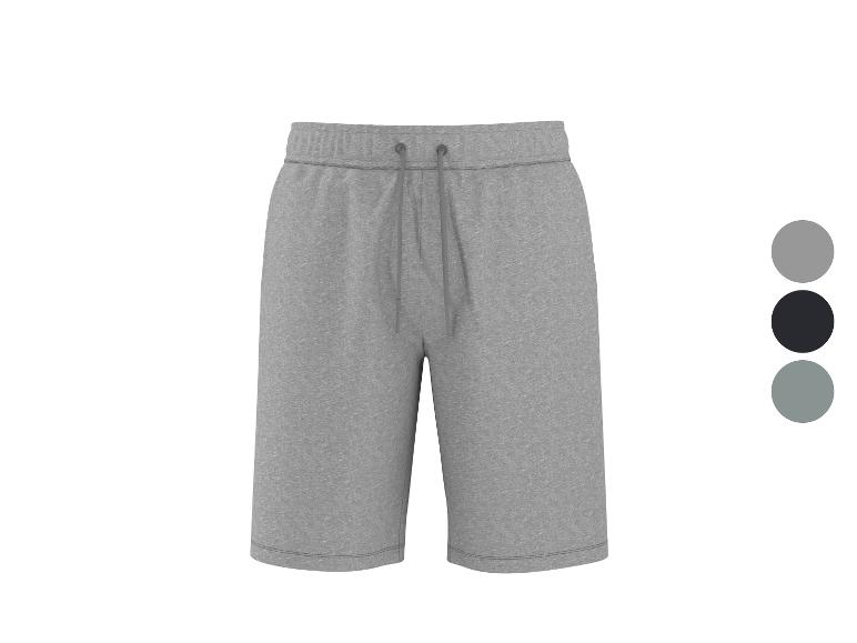 Graue Sweatshorts mit verstellbarem Kordelzug, mit schwarzen und grauen Farbmustern.