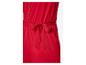 Roter Jumpsuit mit Knöpfen und Gürtel.