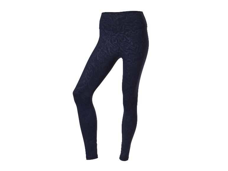 Dunkelblaue Damen-Leggings mit Zebramuster.
