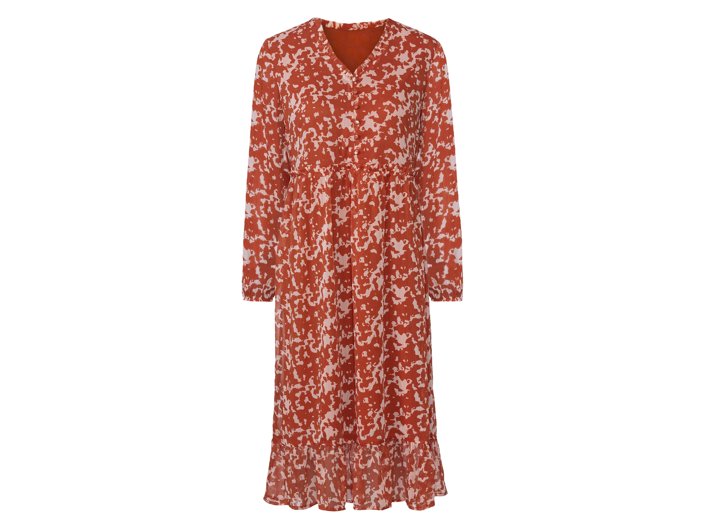 esmara® Damen Midi-Kleid (38, gemustert/orange) | 04055334952651