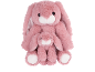 Zwei rosa Plüschhasen, ein großer und ein kleiner.