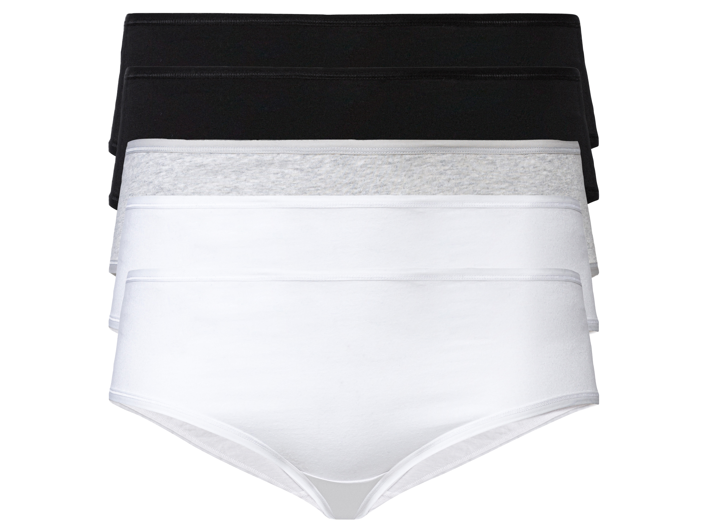esmara® Damen Hipster, 5 Stück (3XL(56/58), schwarz/hellgrau/weiß) | 04334036082256