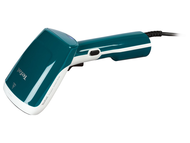 Ein tealfarbener Tefal Dampfbügeleisen.