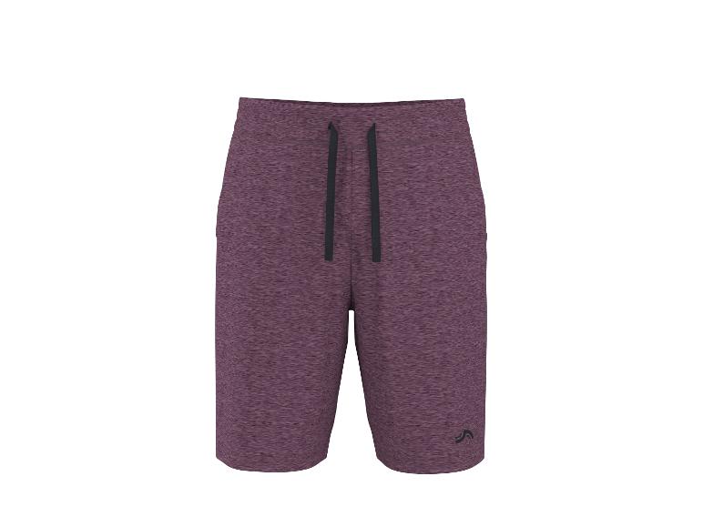 Herren-Sportshorts in Lila-Melange mit schwarzem Kordelzug