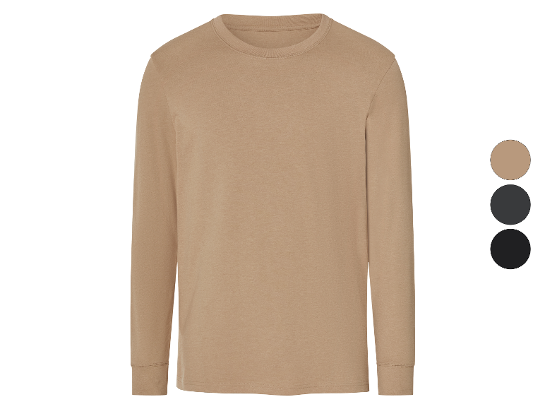Langarmshirt in Beige, Schwarz und Dunkelbeige.