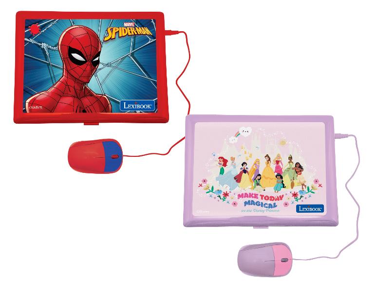 Zwei Lexibook Zeichentabletts, eines mit Spiderman und eines mit Disney Prinzessinnen.