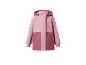 Kinder-Softshelljacke mit Kapuze in Hellrosa und Dunkelrosa.