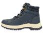 Blauer Kinder-Winterstiefel mit Schnürsenkeln und heller Sohle.