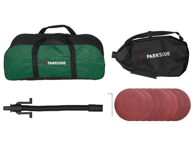 Parkside Werkzeugtasche, Staubbeutel, Schlauch, Inbusschlüssel und Schleifscheiben