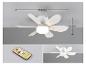 Weißer Deckenventilator mit LED-Licht, Fernbedienung und Maßen von Ø530x160mm.