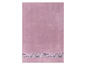 Ein rosa Handtuch mit Blumenmuster.