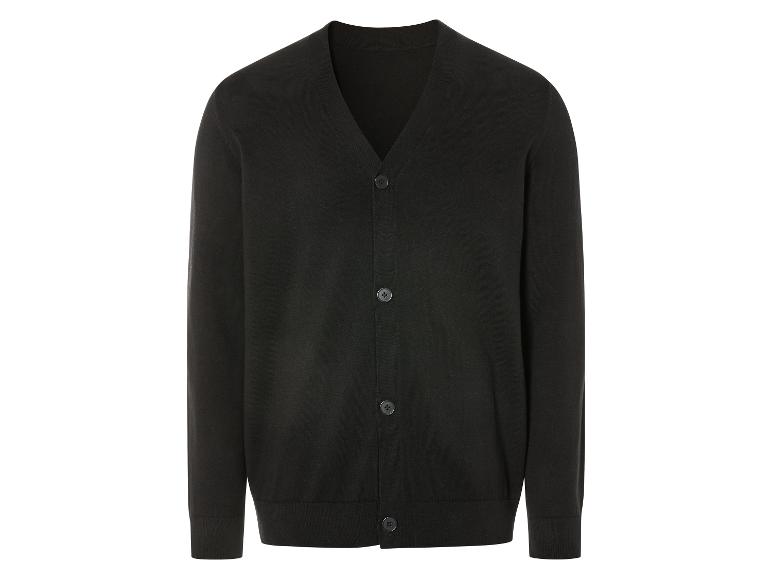 Ein schwarzer Strickpullover mit Knöpfen