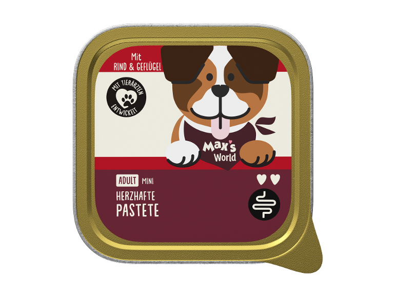 Hundefutter mit Rind und Geflügel, Pastete für erwachsene Hunde, entwickelt mit Tierärzten.