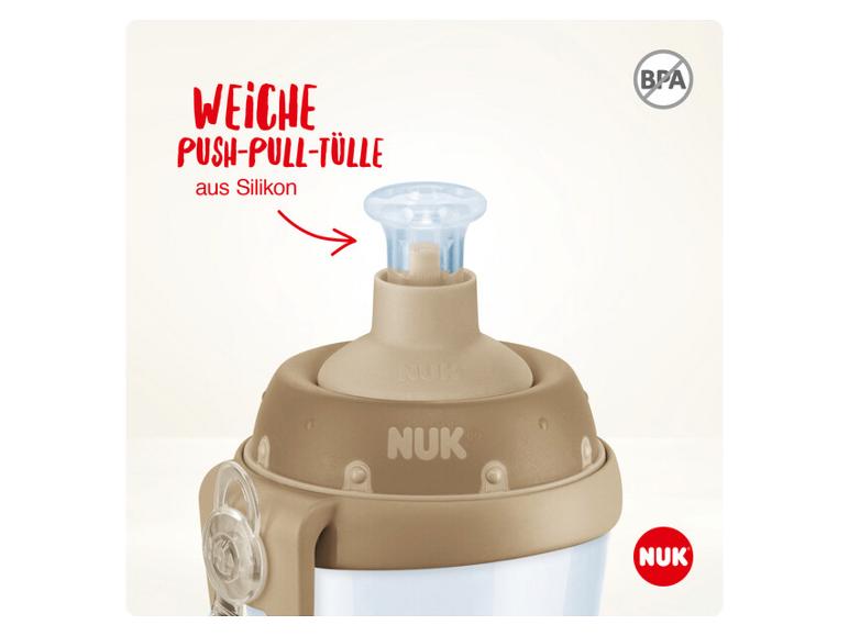 Flasche mit weichem Silikon Push-Pull-Trinktülle, BPA-frei.
