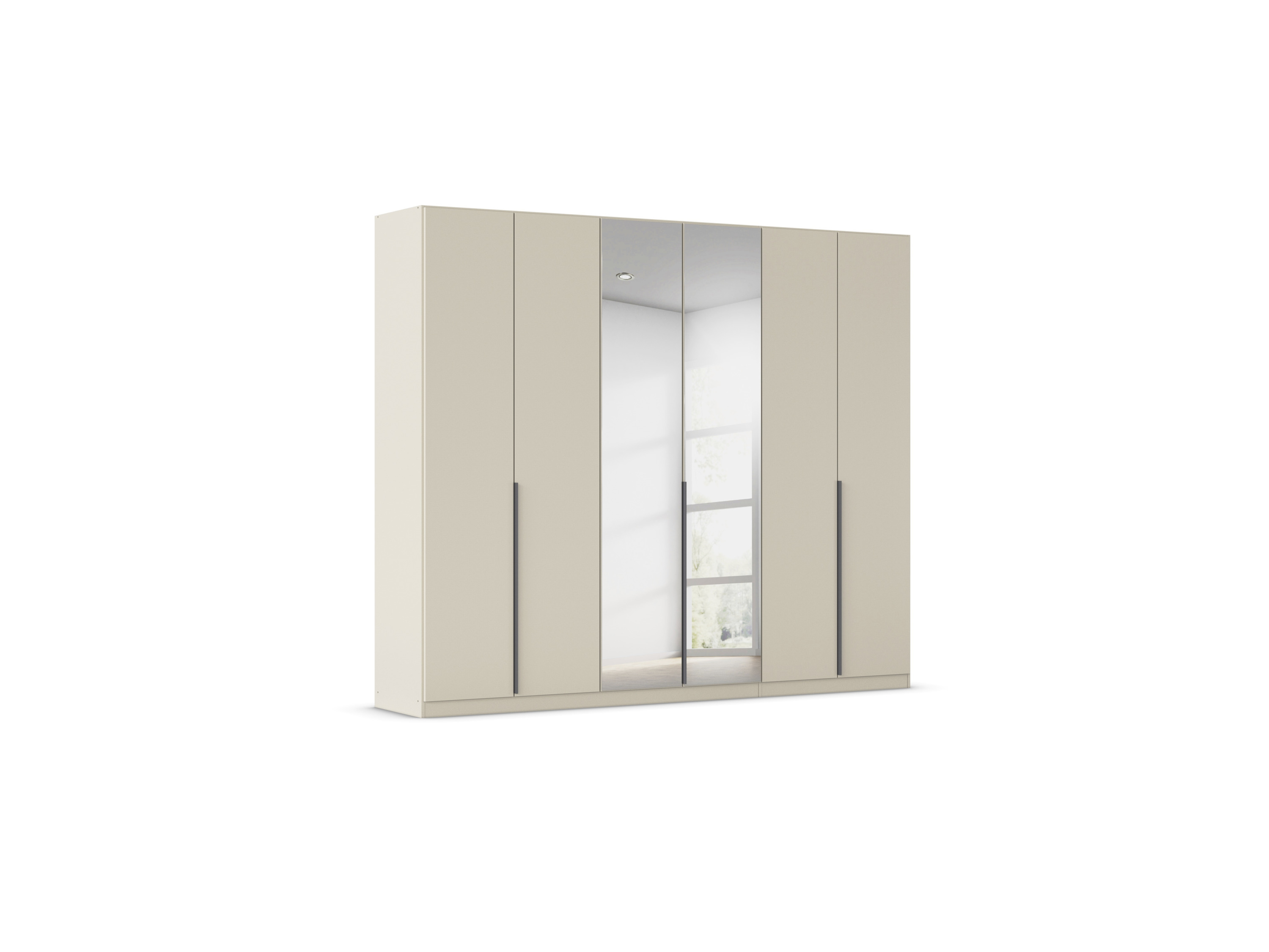 RAUCH ORANGE Drehtürenschrank Alabama mit Spiegel (Basic-Zubehör, Beige-Champagner, Griffe Grau, 271 x 210 cm)
