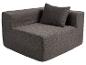 Dunkelgraues modulares Ecksofa mit passendem Zierkissen.