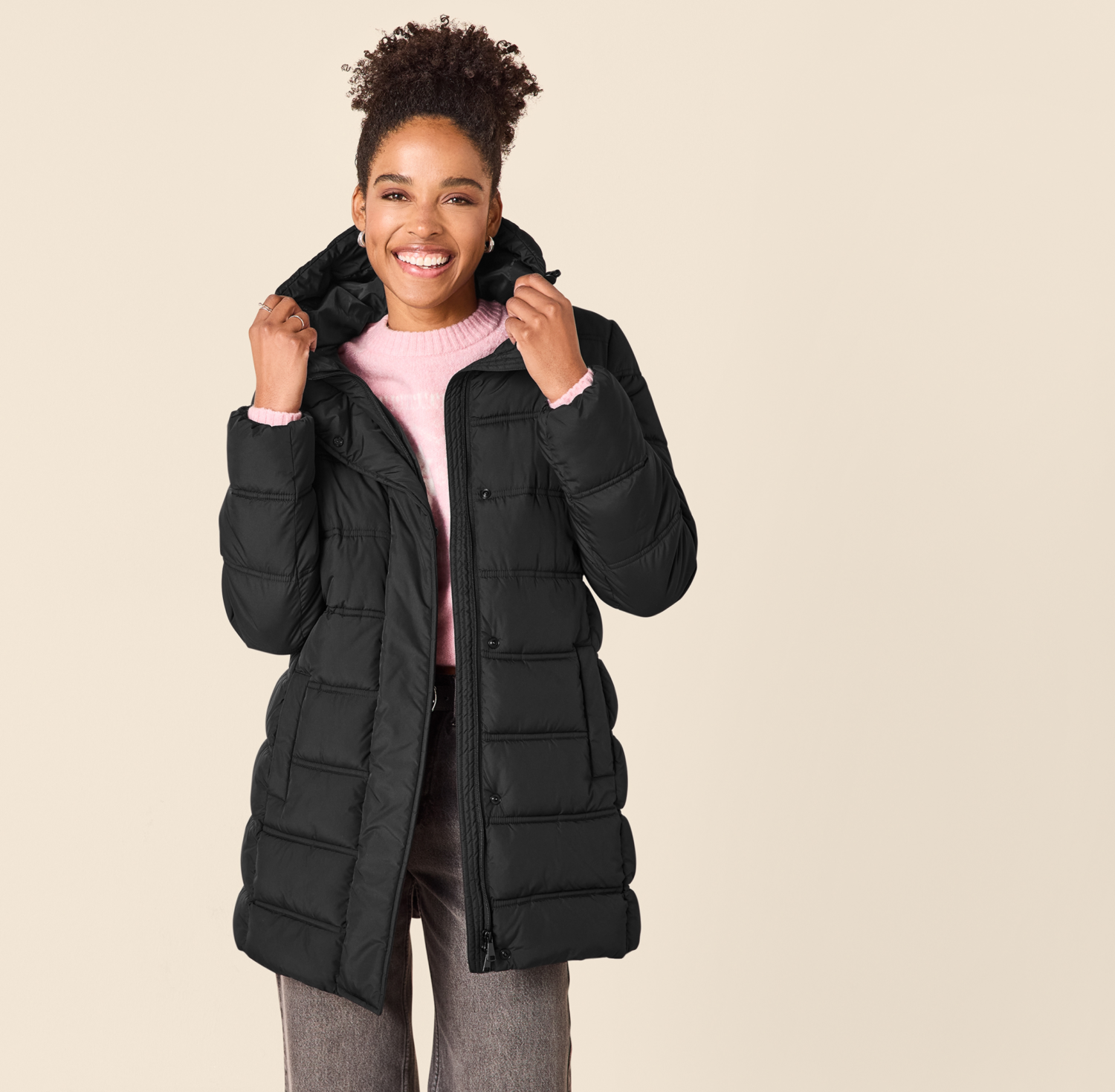 ESMARA® Damen Premium-Thermosteppmantel (Schwarz, M(40/42)) – Bild 2 von 4