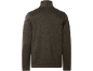 Dunkelbrauner Herrenpullover mit langen Ärmeln und Stehkragen, Rückansicht.