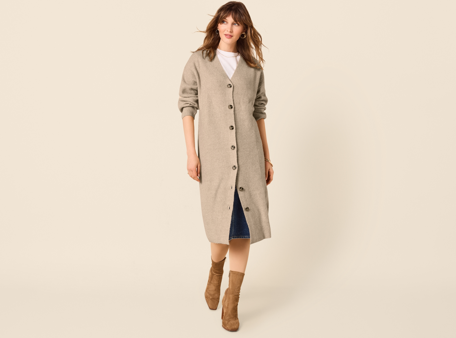 ESMARA® Damen Grobstrick-Cardigan (Beige, S(36/38)) – Bild 4 von 4