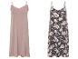 Zwei Camisoles: eine puderrosa mit Spitze, eine mit Blumenmuster.