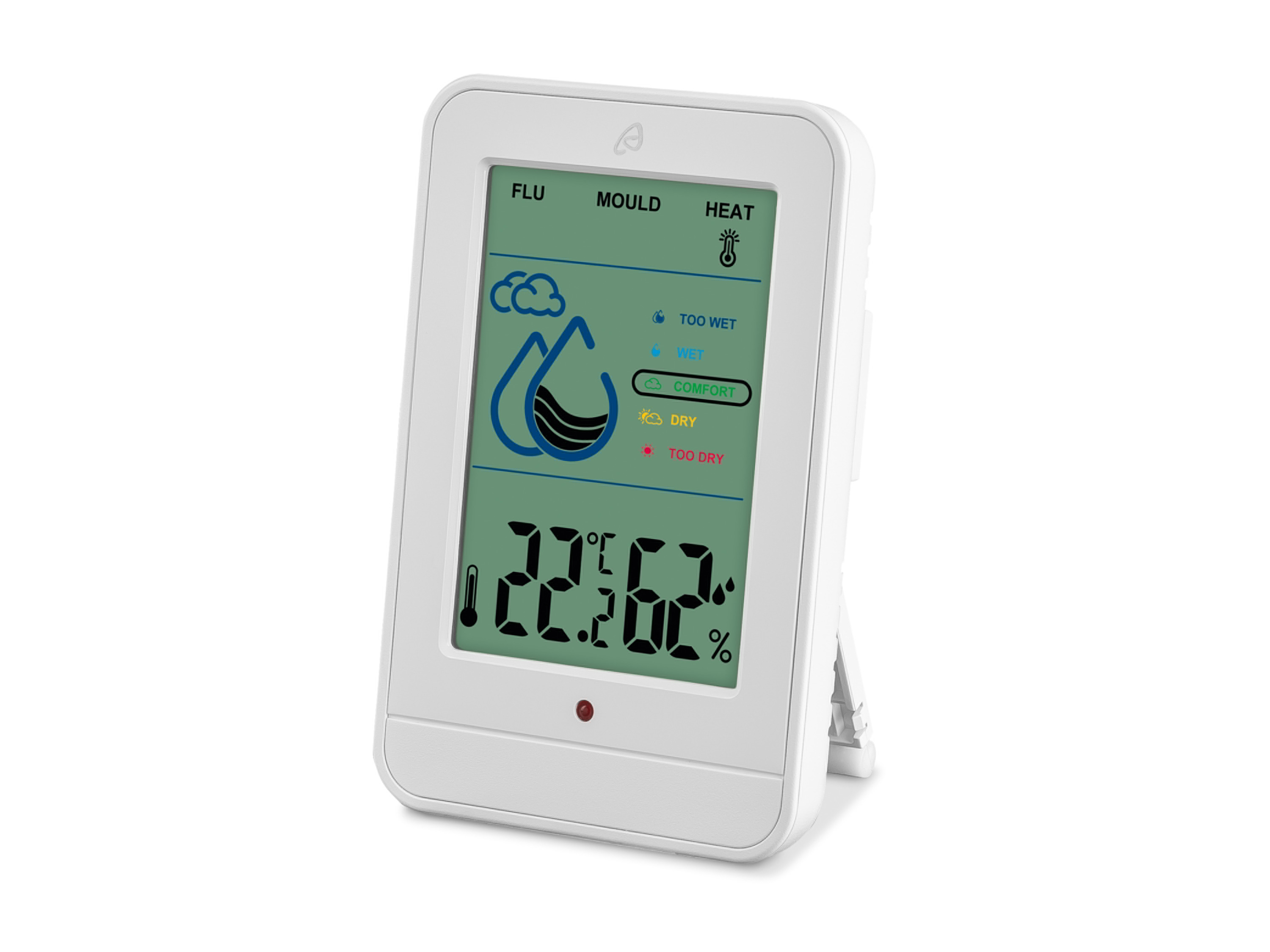 AURIOL® Raumklimastation mit Schimmelwarner (Modell 1)““ | Schimmel- und Grippeindikator, Hitzeindex Produktmerkmale tabletd Produkttyp: Raumklimastation geeignet für: Innenbereich Zeitanzeige: – Zusatzfunktion: Feuchtigkeitswarnung, Schimmel- und Grippeindikator, Hitzeindex Wettermessung: – Wettertrendanzeige: – Kabellos: ja Stromversorgung: Batterie inkl. 2x 1,5 V Aaa/Lr03 Farbe: Schwarz