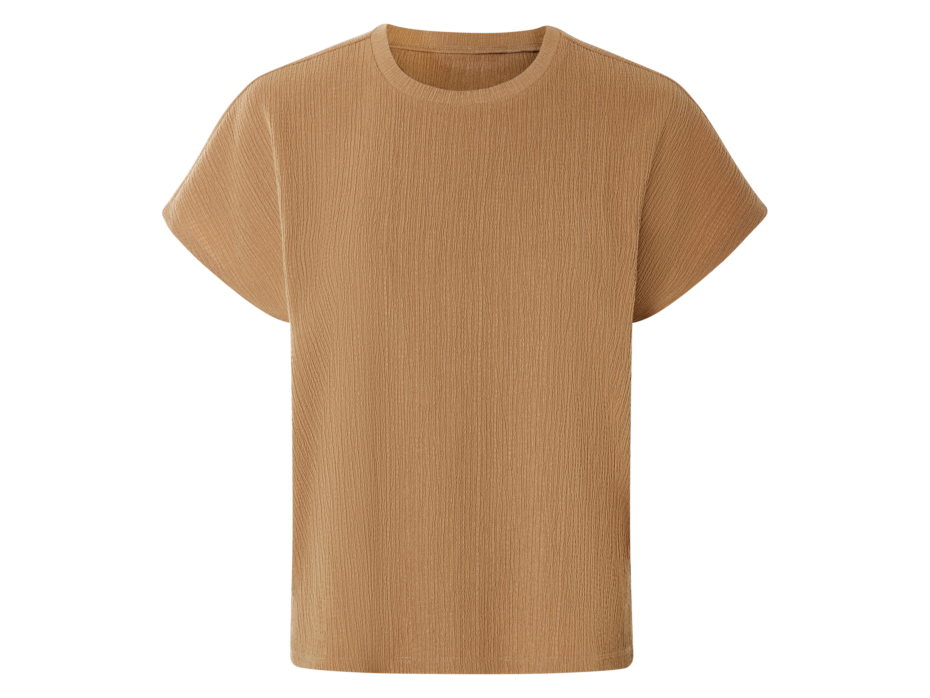 esmara® Damen Shirt Struktur (camel, L(44/46))““ | mit Seitenschlitzen Schnitt: leger mit überschnittenen Schultern Ausschnitt: Rundhalsausschnitt Multipack: – Material: Polyester recycelt, 1 % Elasthan Lycra® Pflegehinweis: waschen bei max. 30 °C Pflegeleicht nicht bleichen nicht im Wäschetrockner trocknen nicht bügeln nicht trockenreinigen Größe: Xs32/34 – L44/46 Meine Lidl-Größe – so einfach gehts Deine Größe findest du in der Lidl-Größentabelle . Oeko-Tex® Standard 100 Geprüft auf Schadstoffe Zertifizierungsnummer: 09.0.68536 Hohenstein Htti Standard 100 by Oeko-Tex® ist die weltweit bekannteste, unabhängige Zertifizierung schadstoffgeprüfter Textil- und Lederprodukte aller Art – vom Garn und den Stoffen bis hin zum gebrauchsfertigen Artikel. Das Label bestätigt