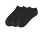 Drei Paar schwarze Socken ohne Bund.