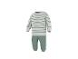 Gestreifter Pullover und unifarbene Hose in Grün und Weiß für Kinder.