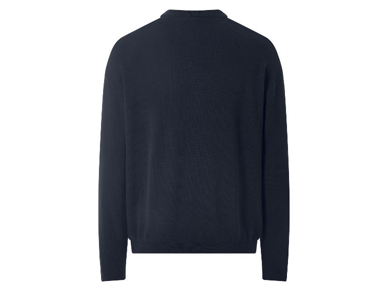 Dunkelblauer Herren-Langarmpullover, Rückansicht.