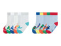 Set mit Dinosauriersocken für Babys, mit gestreiften und einfarbigen Socken.