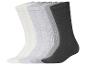 Set aus fünf Paar gerippten Socken in Weiß-, Grau- und Schwarztönen.