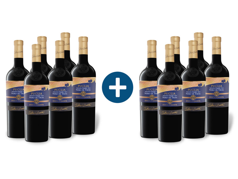 6+6 Paket Duca di Sasseta Nero di Troia Puglia IGT halbtrocken, Rotwein