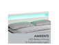 Weißes Bett mit LED-Beleuchtung und 16 Farbeinstellungen.