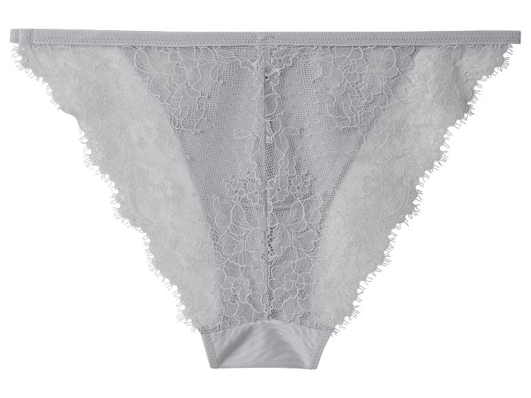 Hellgrauer Spitzen-Tanga mit gewelltem Rand