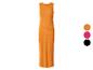 Orange geripptes ärmelloses Midikleid mit Farboptionen in Pink und Schwarz.