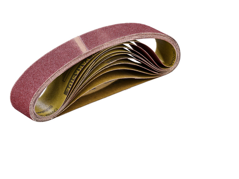 Ein Schleifband für eine Schleifmaschine.