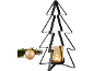 Schwarzer Metall-Weihnachtsbaum-Kerzenhalter mit brennender Kerze und Dekozweig