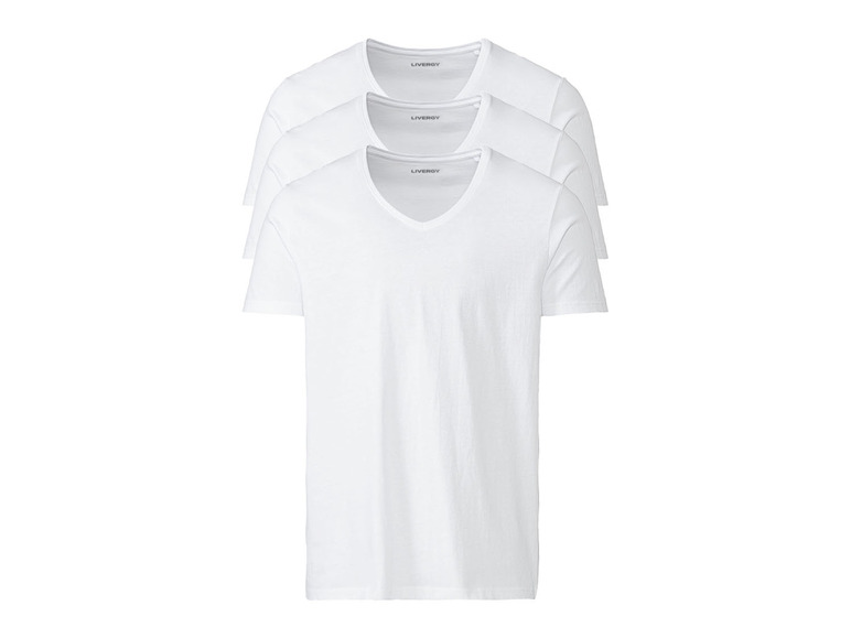 Gehe zu Vollbildansicht: LIVERGY® Herren T-Shirt, 3 Stück, körpernah geschnitten, weiß - Bild 2