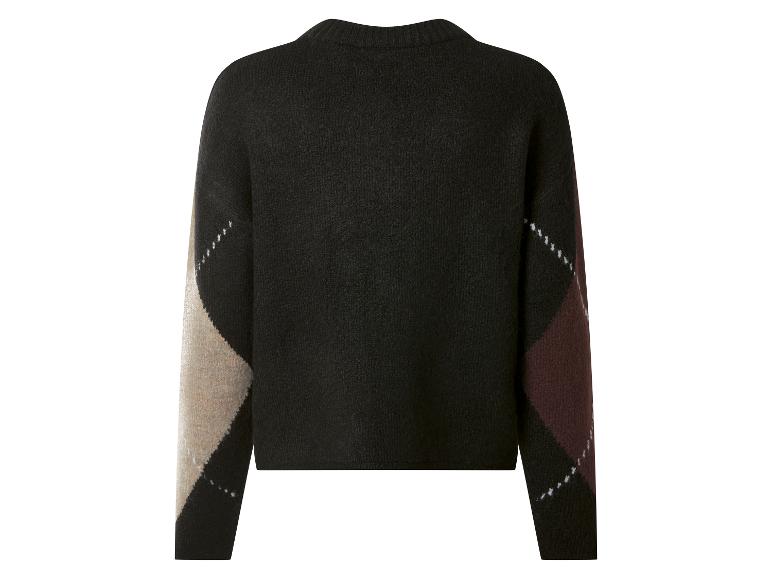 Schwarzer Pullover mit Argyle-Muster an den Ärmeln