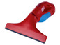 Ein roter Vileda Fensterreiniger mit blauem Griff.