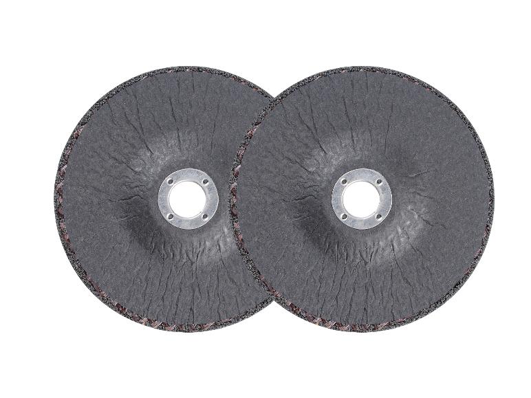 Zwei graue Schleifscheiben.