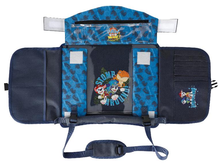 Kinder Autositz-Organizer mit Paw Patrol Dino Movie-Motiv, mit mehreren Taschen und Gurten.