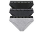 Drei Paar Damen-Slips von bys.oliver in Schwarz, Grau und Hellgrau.