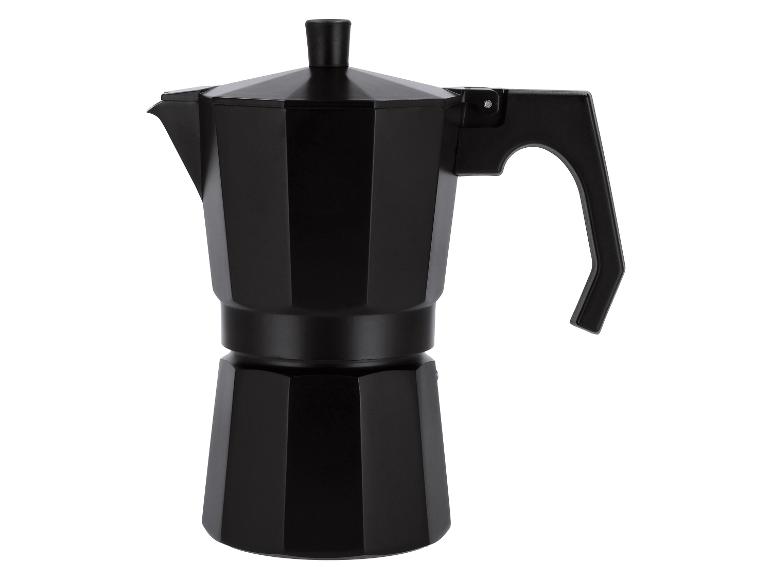 Schwarze Moka-Kanne für Espresso, für den Herd.