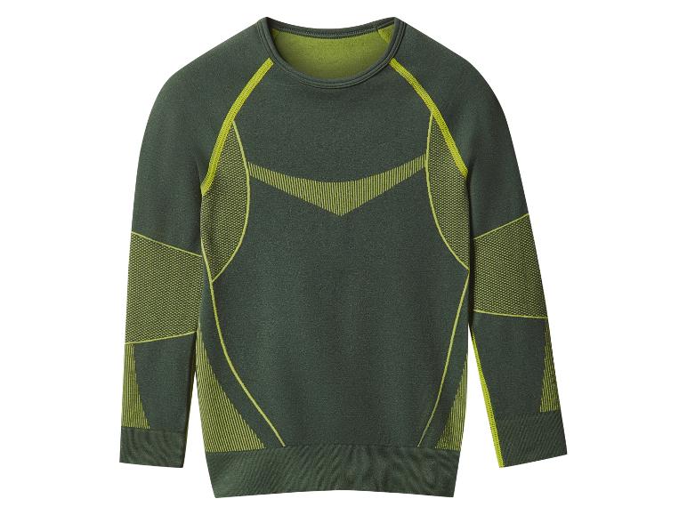 Grünes Langarm-Sportshirt mit gelben Details