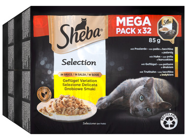 Sheba Mega Pack Selection in Sauce Geflügel Variation, 32 x 85g
