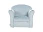 Hellblauer Samt-Kindersessel mit geschwungener Rückenlehne und Armlehnen